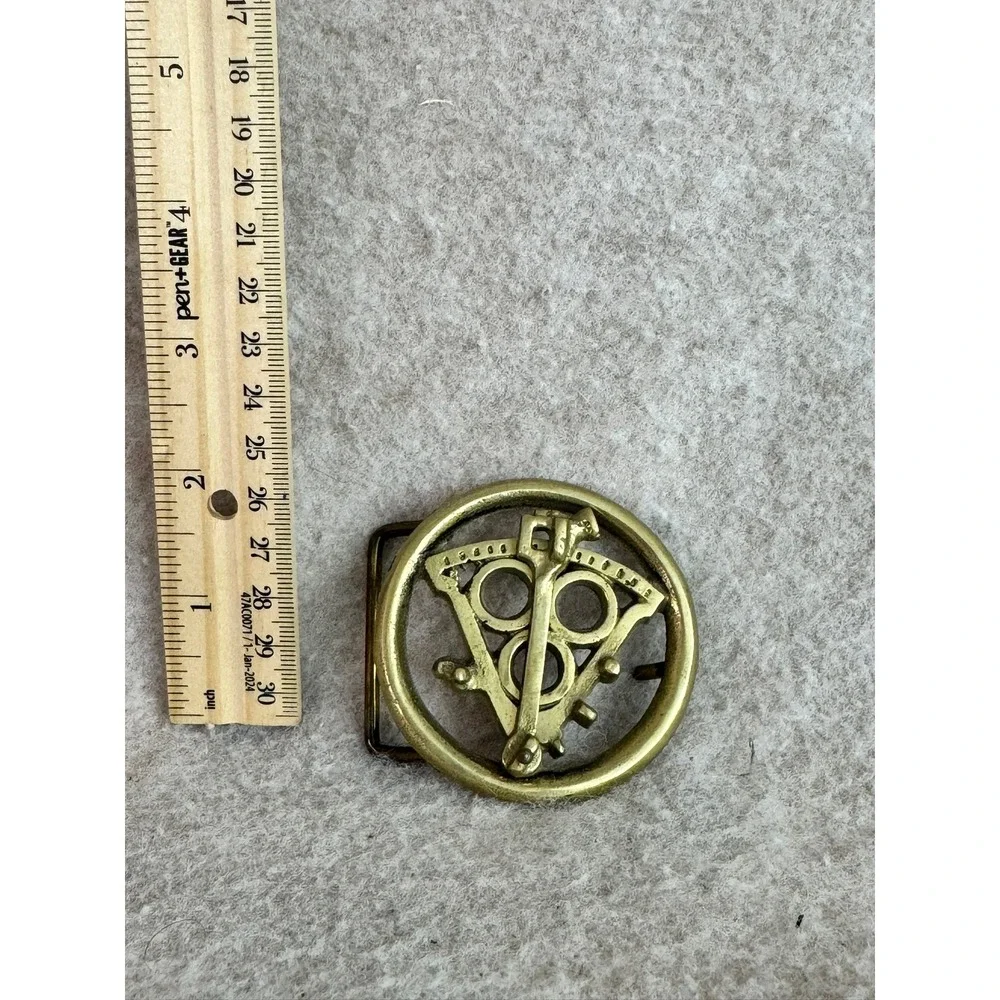 Vintage Solid Brass Belt Buckle Geometric Design Men's‎ Accessory